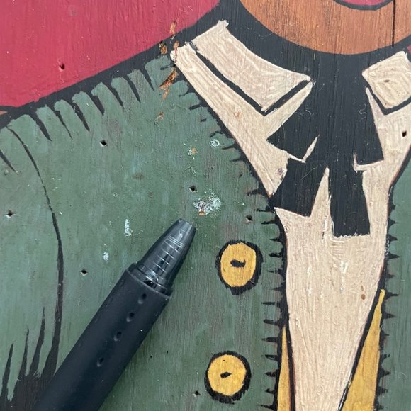 Vintage Hand-Painted Colonial American Folk Wall Art Portrait 1960s Primitive - Picture 5 of 5